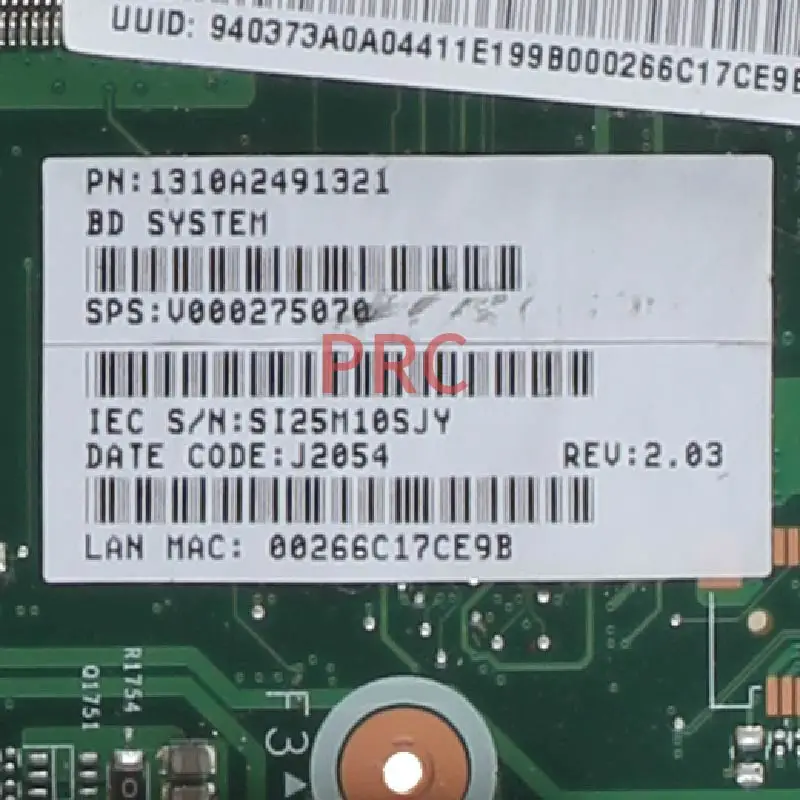 V000275070 para Toshiba Satellite Computador Portátil Mainboard 6050a2491301 Slj8e Ddr3 C850 - Imagem 4