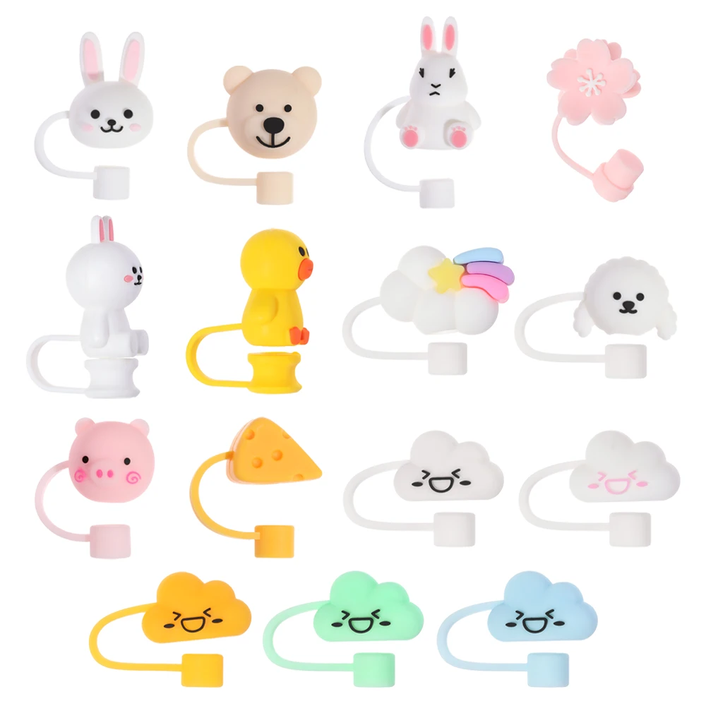 

Creative Silicone Straw Plug Reusable Drinking Dust Cap Glass Cup Accessories Cartoon Plugs Tips Cover Kitchen Drinkware Clean