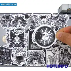 50 pcs Fantasy Art Gothique Totem Sorcière Crâne Démon Téléphone Ordinateur Portable Autocollants De Voiture pour Bagages Guitare Vélo Skateboard Moto Autocollant 