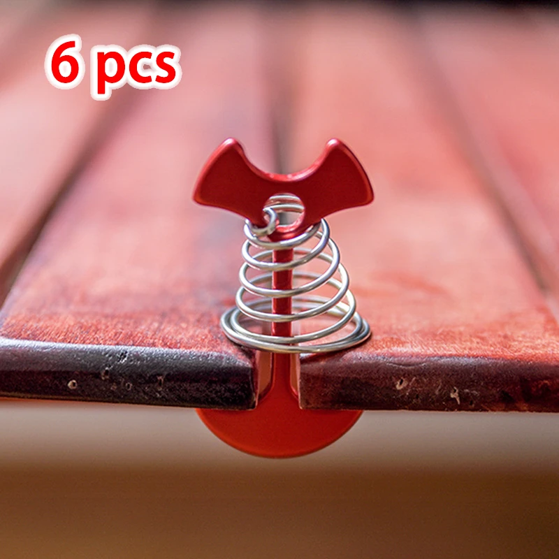 

6pcs Outdoor Aluminum Alloy Ground Peg Fishbone Spring Nail Camping Tent Windproof Accessories Wind Rope Board Stopper Buckle