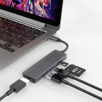 

Vmade USB HUB 5 in 1 Thunderbolt 3 Type C Adapter Dock 2 USB 3.0 Port+4K HDMIF+SD+TF For Macbook Pro PC