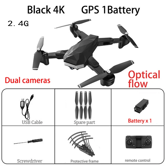 C53 gps Дрон с 4K HD камерой 5G wifi FPV RC Квадрокоптер складной Профессиональный вертолет дистанционного управления дроны игрушка - Цвет: Black 4k 2.4Ggps 1B
