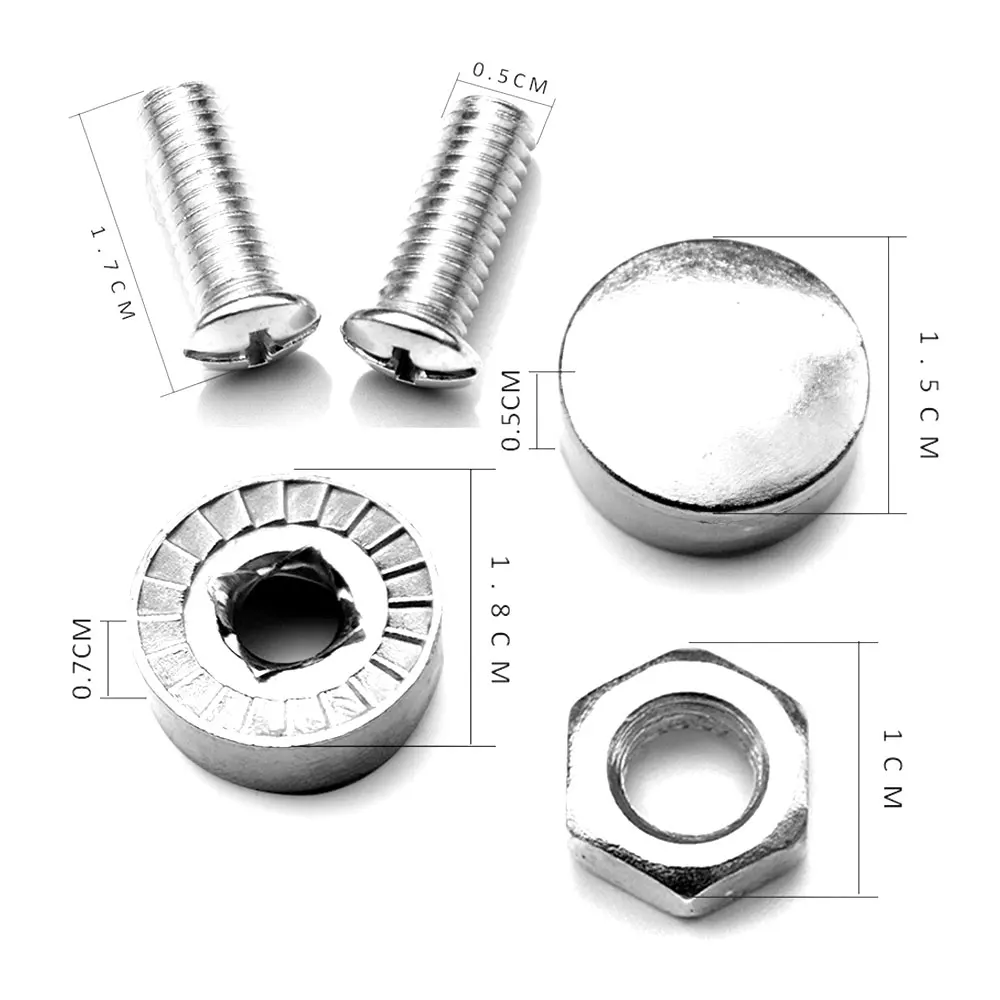 Logo Cap Cover Metal Screw Bolts Nuts Anti-Theft Universal Car Truck Accessories fit for Chevrolet 4PCS/Set License Plate Frame Screw Bolts 