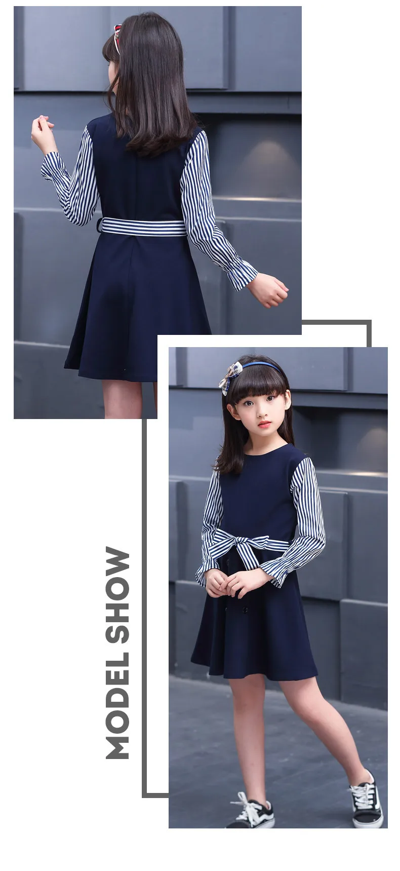 Back To School Clothing 2019 Teenage Dress Girls Clothes Autumn Blue Striped Kids Girl Shirt Long Sleeve Dresses Baby Children  3 4 5 6 7 8 9 10 11 12 13 14 15 years little teenage teen toddler kids dress long sleeve teens dress (5)