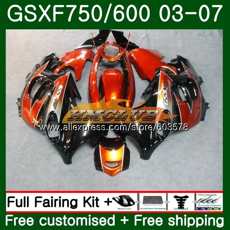 Корпус для Suzuki Katana GSXF 750 600 GSXF600 03 04 05 06 07 оранжевого, черного цветов, 3CL. 63 GSX750F GSXF750 2003 2004 2005 2006 2007 обтекатель - Цвет: No. 1