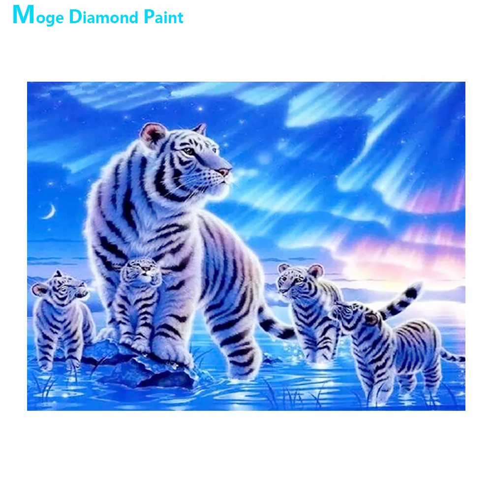 

Aurora White tiger Diamond Painting Animal Scenic Round Full Drill Nouveaute DIY Mosaic Embroidery 5D Cross Stitch home decor