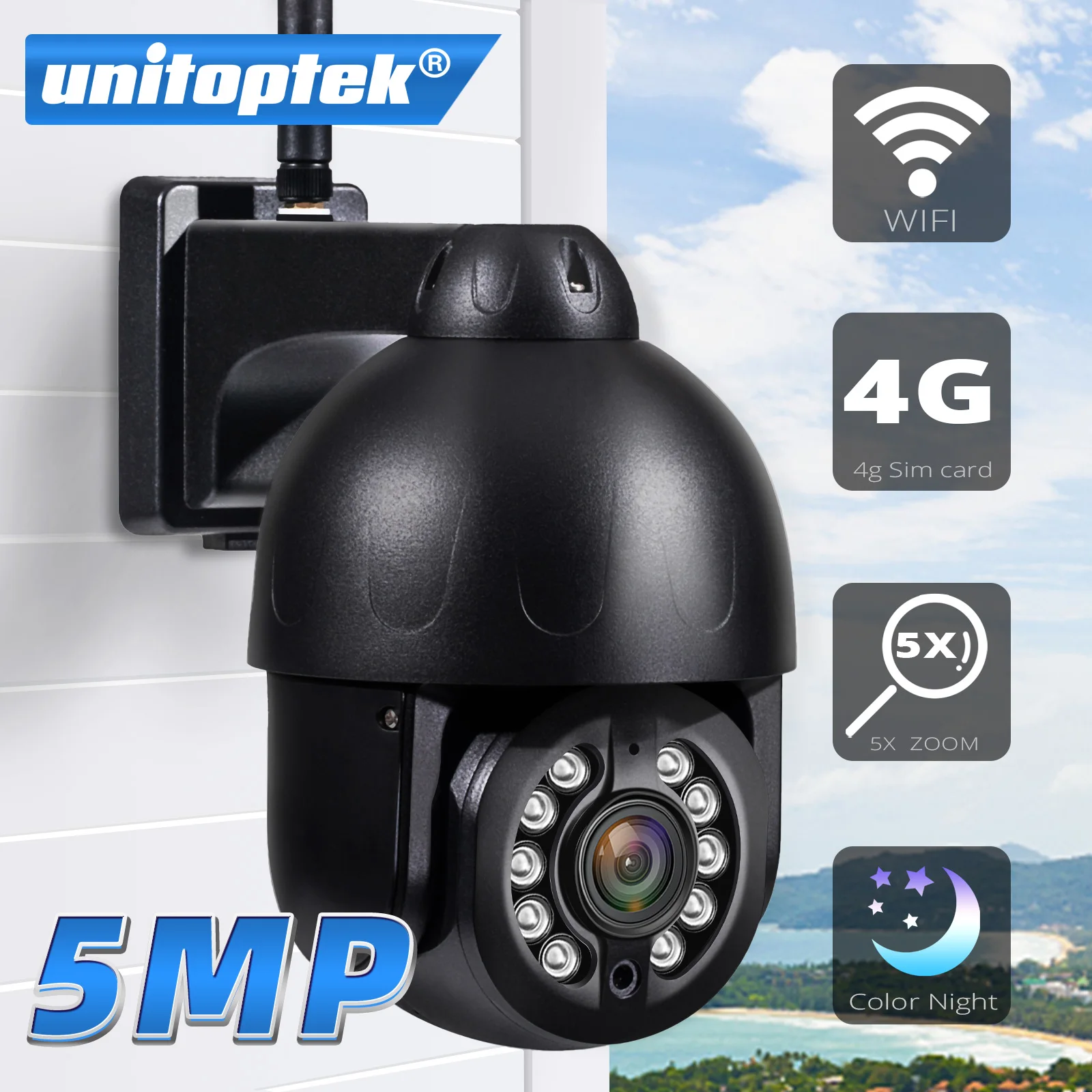 4g wifi cctv ip камера 5MP Sim карта WIFI AI автоматическое отслеживание 5X Zoom Беспроводная PTZ