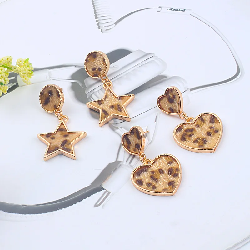 

2019 Fashion Leopard Earrings Acetate Earrings Personality Atmosphere Exaggerated Edition Geometric Round Brown earrings
