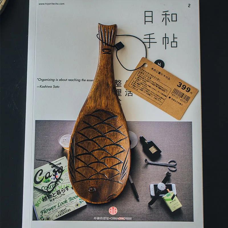 With Tag Деревянная лопата, рисовая ложка, ручная полировка, одноцветная, без риса, форма рыбы, деревянная рыба, рисовая ложка, твердая, не липкая, креативные продукты - Цвет: With Tag