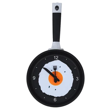 

Frying Pan Clock with Fried Egg - Novelty Hanging Kitchen Cafe Wall Clock Kitchen - Green