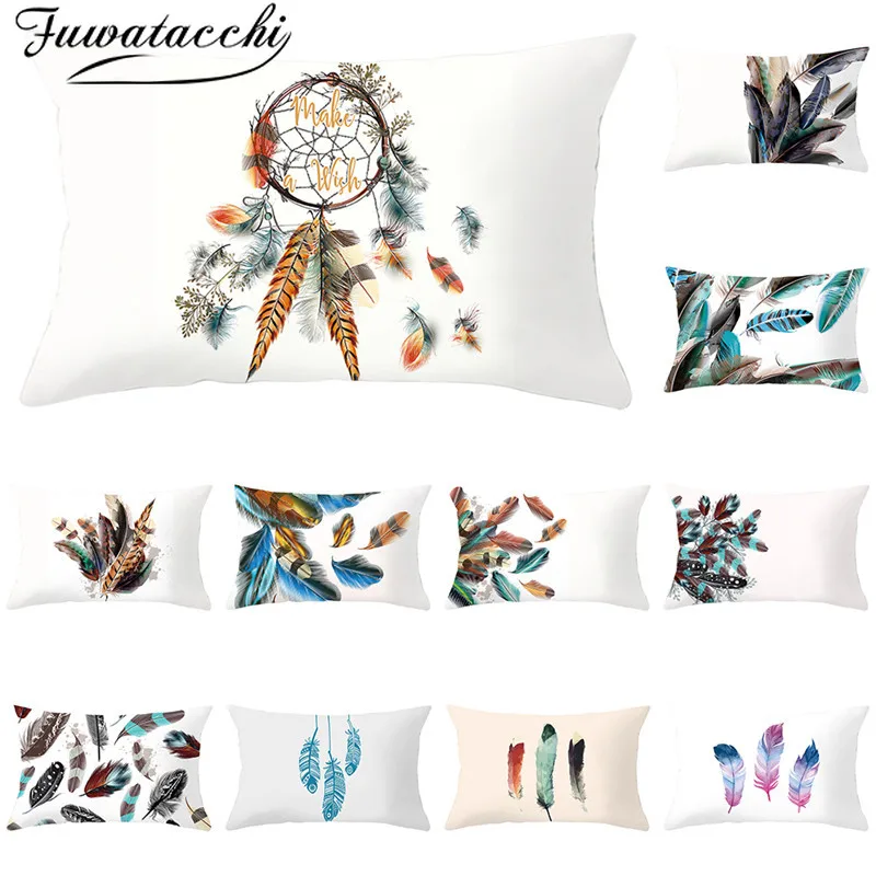 Fuwatacchi Simple Dream Style Cushion Cover Feather Pillow for Home Bedroom Sofa Car Decor Pillowcase 30cm*50cm | Дом и сад