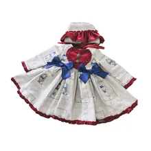 Новое поступление года; зимние платья; платья испанской принцессы с длинными рукавами; Детские платья с рисунком собаки для девочек; рождественское платье