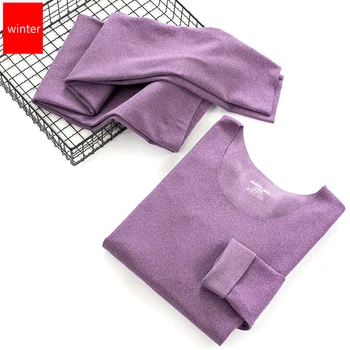 

Winter Thermal Underwear Long Johns Set Sleeves Tops Mid Waist Buttoms Warm Body Panties Thick Seamless Cotton Beauty and Sexy