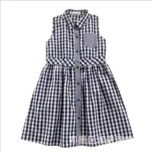 Детское платье для девочек; летнее платье в клетку с карманами для девочек-подростков; Хлопковые Платья без рукавов; Повседневное платье для девочек; одежда для детей