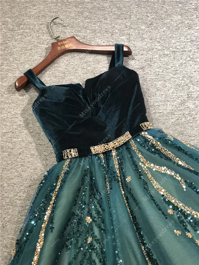 black ball gown 100%Real Pictures Dark Green Heavy Spaghetti Strap Beads A-line Floor Length Party Prom Women Dance Dress Bridal Evening Dresses evening wear for women
