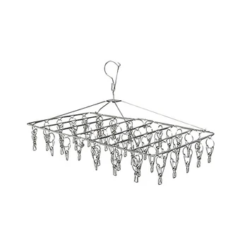 

Stainless Steel Folding Clip and Drip Laundry Hanger with Set of 52 Clothespins for Drying Clothing Towels Diaper Socks