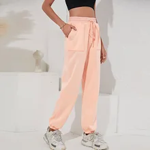 

Spring Autumn Women's Fashion Casual Sweatpants Female Loose Solid Color Cargo Pants Lady Plus Size High Waist Straight Trousers