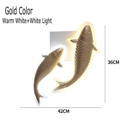 Gold- Dimmable Креативный современный светодиодный настенный светильник из акрила серебристого, золотого и белого цветов с дизайном рыбы, декоративные настенные лампы с регулируемой яркостью для домашнего декора гостиной - Цвет абажура: Gold- Dimmable