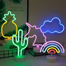 Kawaii Kid Night Light Desk Decoration Rainbow LED Light Neon Light with Base Dual Purpose Clouds Modeling Desktop Ornaments