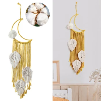 

1PCS Nordic Style Hand Made Moon Cotton Macrame Wall Hanging Handmade Tassels Dream Catcher Home Decoration