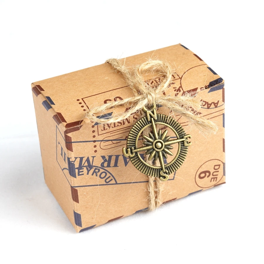 Vintage carta kraft scatola di favore con la bussola globe pendenti Aereo  Air Mail Parcel contenitore di caramella di regalo di compleanno festa di  nozze decor - AliExpress