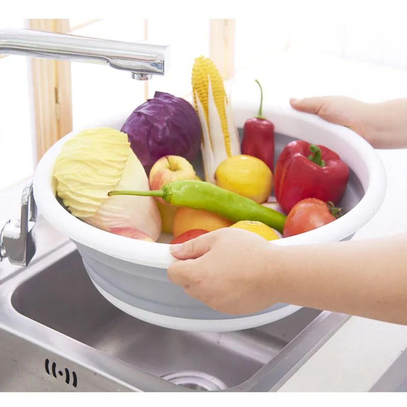 Folding Storage Tray Bucket Kitchen Organizer Fruit Tray Bath Tub For Home Travel Basin Portable Water Bowl Plastic Basin