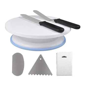 

Cake Turntable Set,Cake Decorating Kits with Rotating Stand,2Pcs Icing Spatula for Baking, Pastries and Cupcakes