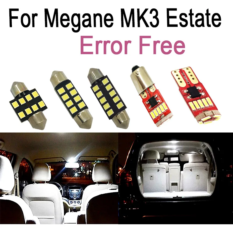 

15pc LED plate lamp + LED bulb Interior Reading map door Light for Renault for Megane III 3 MK3 Estate Grandtour 2009 to 2015