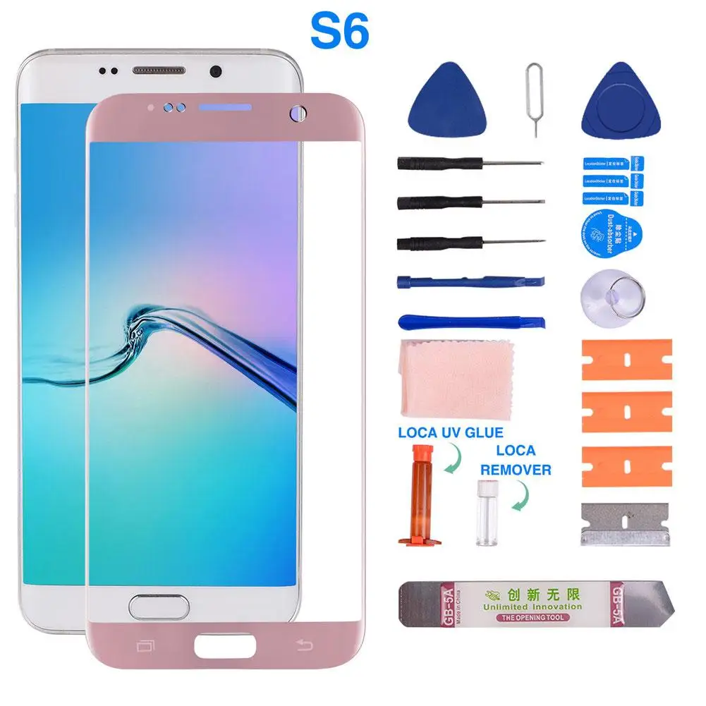 Замена экрана Переднее стекло объектива Ремонтный комплект и УФ клей для samsung Передняя стеклянная крышка для samsung Galaxy S6edge S8 Plus - Цвет: as shown