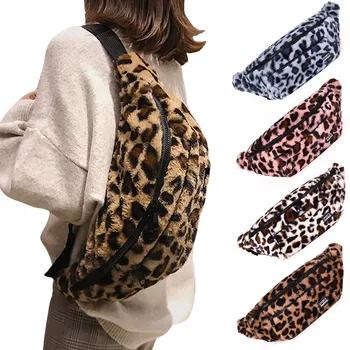 

Women Fashion Leopard Plush Waist Bag Large Capacity Crossbody Male Shoulder Bags Female Multi-function Fashion Belt Bags YL5
