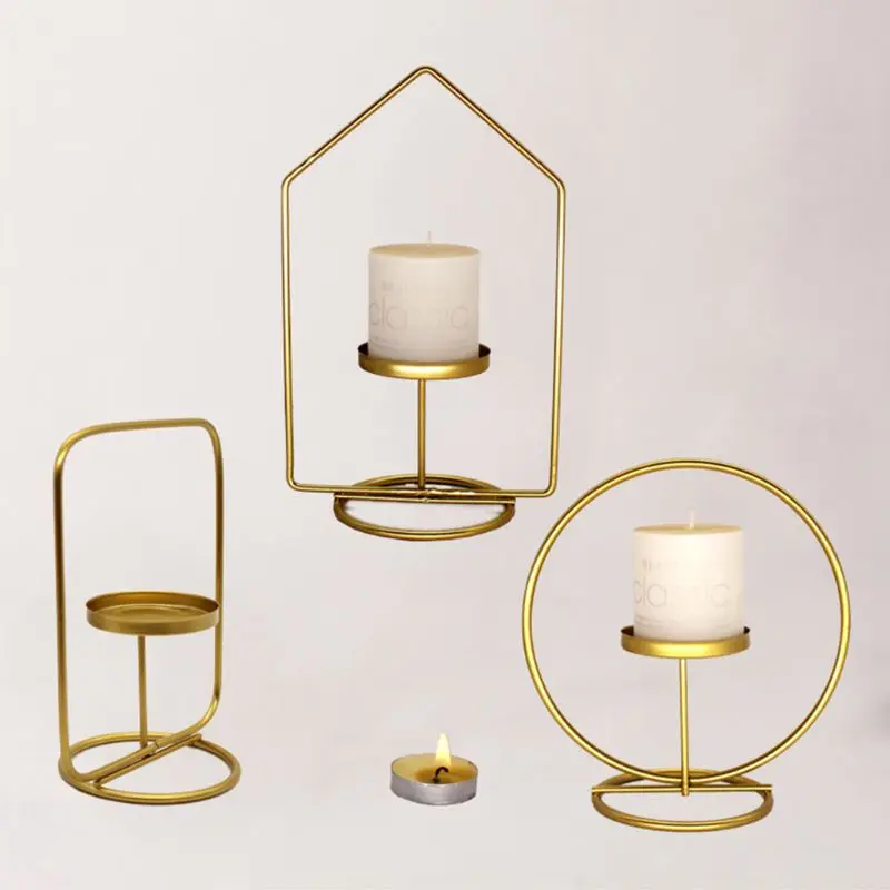 Nordic Style Metal Iron Geometric Candlestick Candle Holder Home Party Decoration Candlelight Dinner Crafts Living Room Decor | Дом и сад