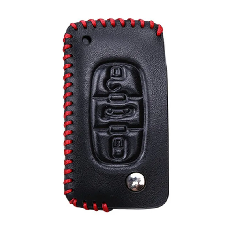 Кожаный чехол для автомобильных ключей peugeot 207 307 308 407 408 607 407SW 807 партнер RCZ 206 306 Citroen