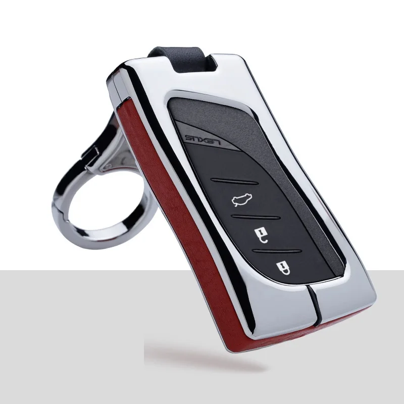 silver red Автомобильный оцинкованный сплав и кожаный брелок держатель Чехол подходит для Lexus ES300h ES350 ES200 ES260 LS350 LS500h брелок для автомобиля-Стайлинг - Название цвета: silver red