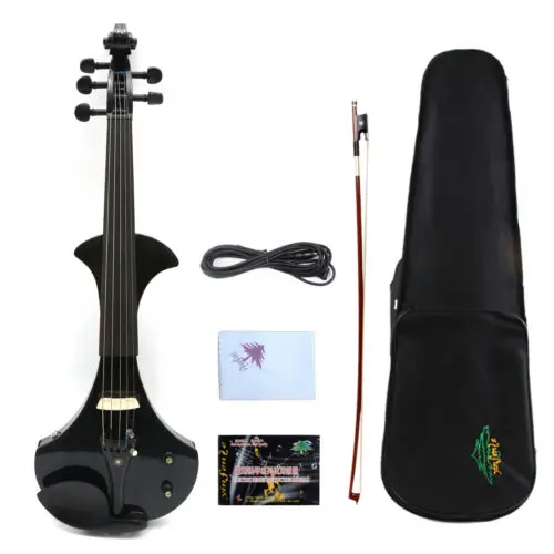 

5 string Yinfente black color 4/4 Electric Violin Guitar Shape Sweet Sound Free Case #EV24