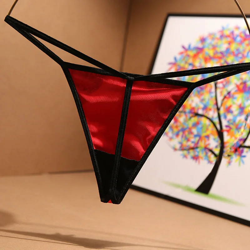 

Thong Low Waist Panties Women's Satin Silk Lace Thong Panties T-Shaped Intimates Women Lingerie Underwear Women Fancy Panty