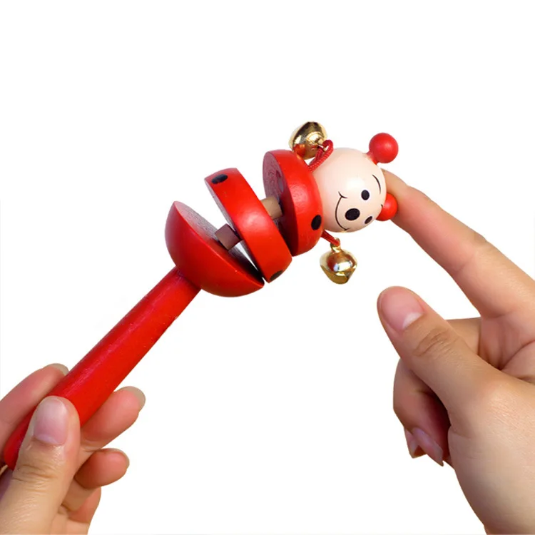 Мультфильм животных Погремушка детская рука погремушка Taobao горячие продажи детские товары деревянные игрушки оптом 0-2-3-лет