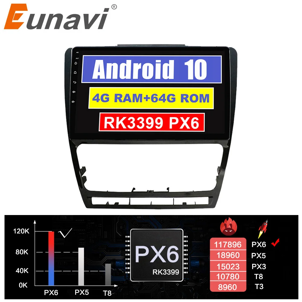 Eunavi 2 Din Android 10 автомобильное радио аудио для SKODA Octavia 2007-2014 Мультимедиа Видео плеер