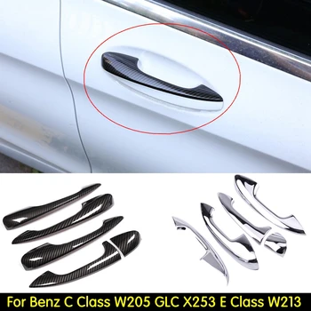 

ABS Chrome Door Handle Cover Trim Stickers for Mercedes Benz C Class W205 GLC X253 E Class W213 Auto LHD