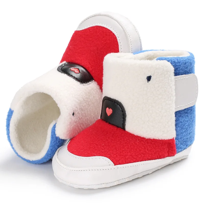 Детские мягкие плюшевые зимние ботинки; нескользящая обувь из овечьей шерсти; Детские ботиночки для мальчиков и девочек; зимняя обувь - Цвет: Красный