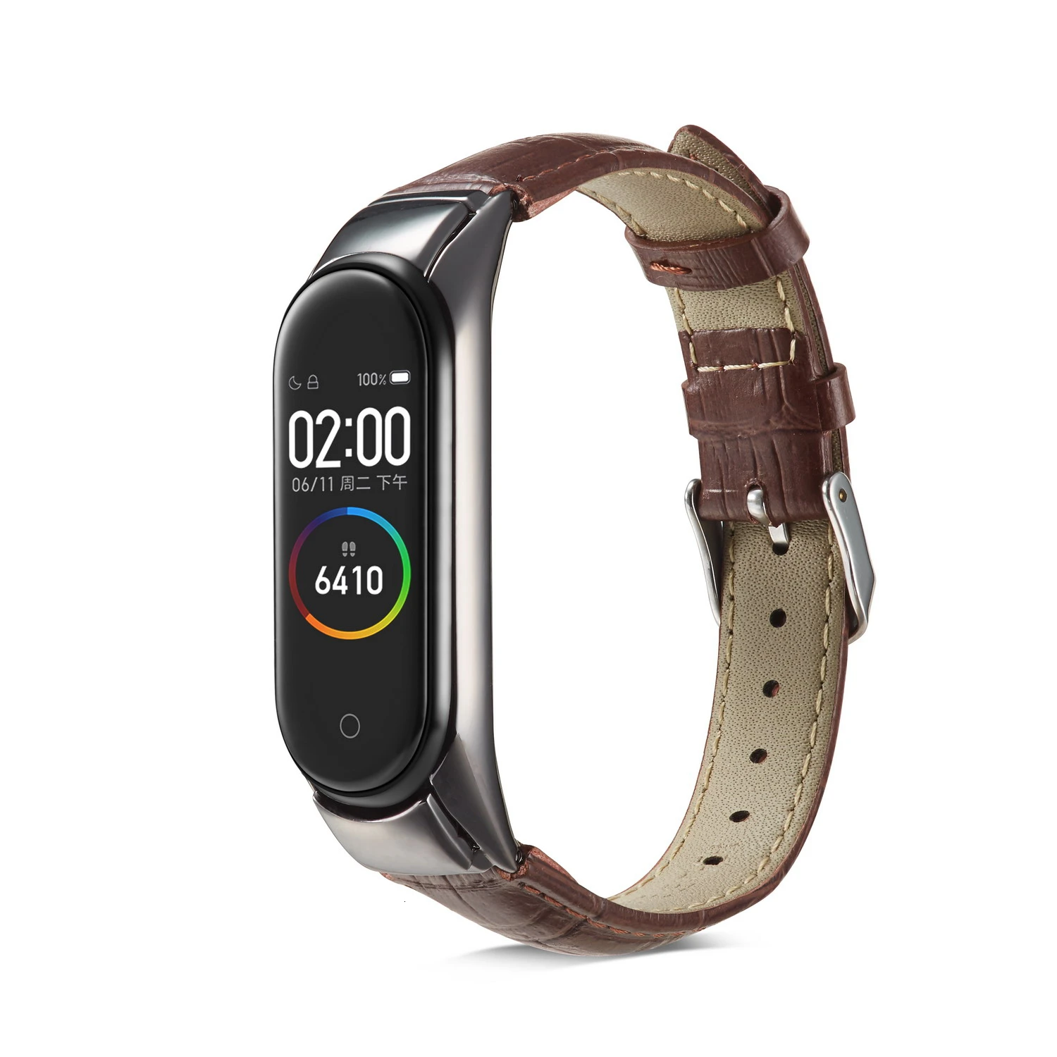 Кожаный ремешок для Xiaomi Mi band 3 4 фитнес трекер цветной кожаный Band черный чехол