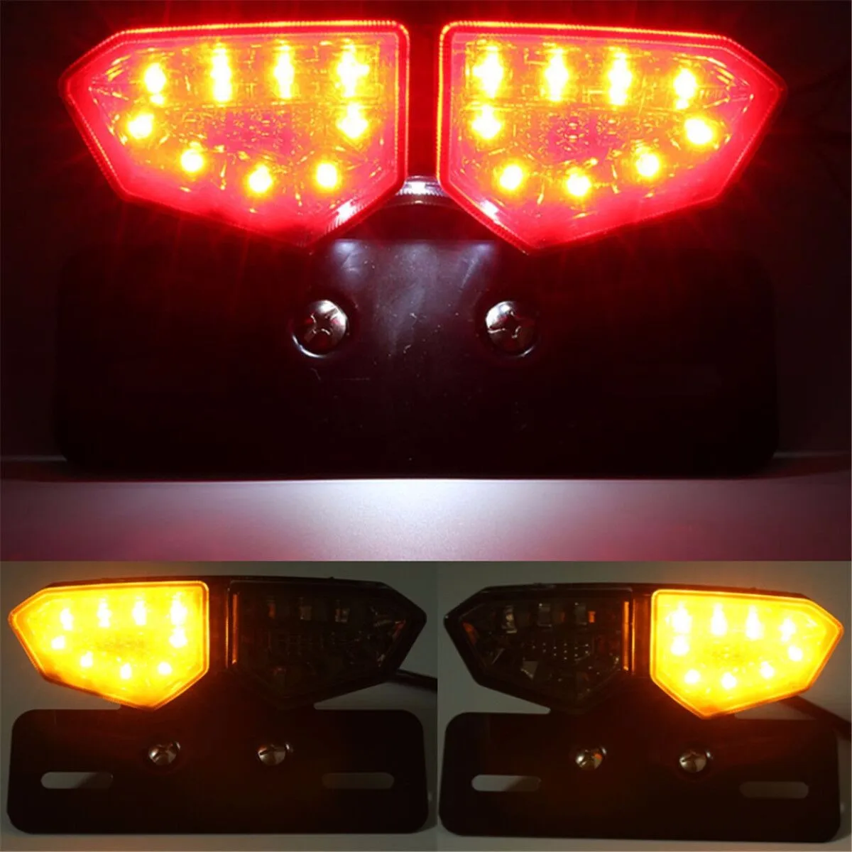 Motorcycle Taillight Tail Light Turn Signal Rear Brake Light License Plate Flasher 12V LED For Honda Yamaha Kawasaki Motocross