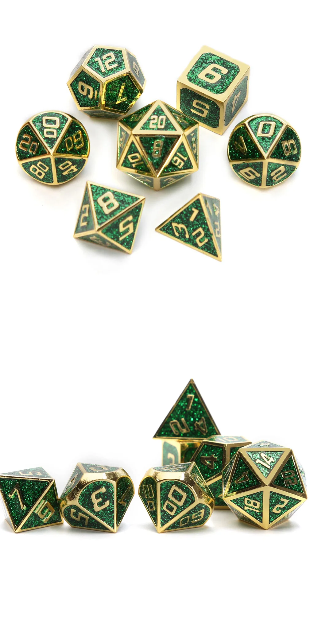 Chengshuo starlight металлические кости dnd Набор кубиков rpg многогранные Твердые подземелья и дракон настольные игры цинковый сплав зеленый d& d кости 7 шт