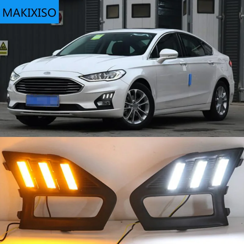

Желтое реле поворота для Ford Mondeo Fusion 2019 2020, водонепроницаемая автомобильная лампа DRL, светодиодсветодиодный дневные ходосветильник