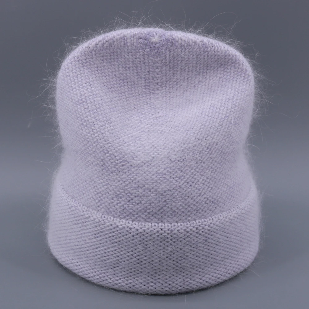 Зимняя вязаная шапка Skullies из кроличьего меха в винтажном стиле для женщин, женские шапки бини, одноцветные теплые женские Лыжные шапки Gorro для девушек, стиль