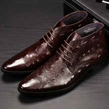 2019 Crocodile Pattern Handmade Fashion Office Mens Dress Boots Genuine Cow Leather Pointed Toe Men Casual Ankle Boots 2019 Crocodile Pattern Handmade Fashion Office Mens Dress Boots Genuine Cow Leather Pointed Toe Men Casual Ankle Boots
