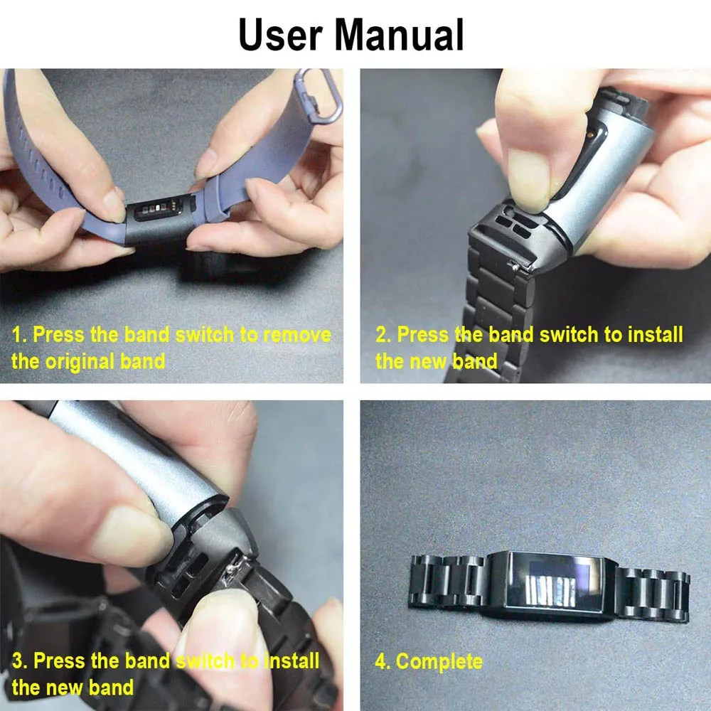Sleek Black Stainless Steel Watchband Strap - Premium Metal Replacement Bracelet