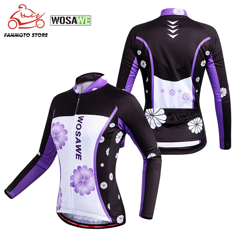 

WOSAWE Long Sleeve Womens Cycling Shirts Tops Jerseys Mountain Bike Sports Breathable MTB Sportswear Cycling Motorcross Clothing