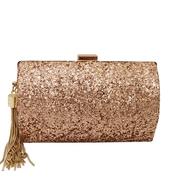 

Fashion Brand Blue Glitter Tassel Women Evening Bags and Clutches Gala Dinner Ladies Metal Clutch Purses Handbags Woman Wallet