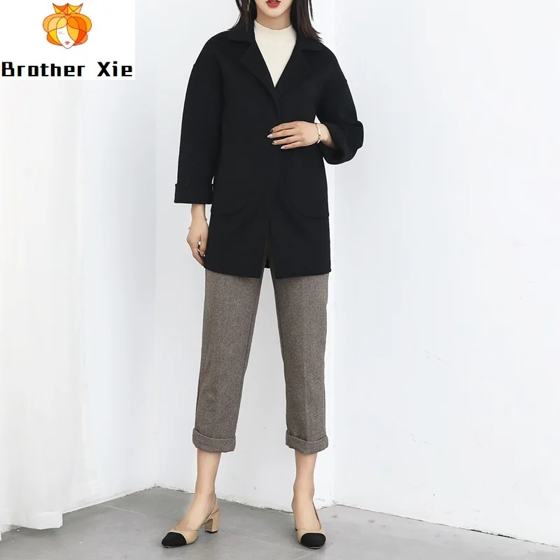 

Spring 2020 New Double-sided Cashmere Overcoat Women's Short Style Small Wool Outerwear Korean Edition Slim Albaca