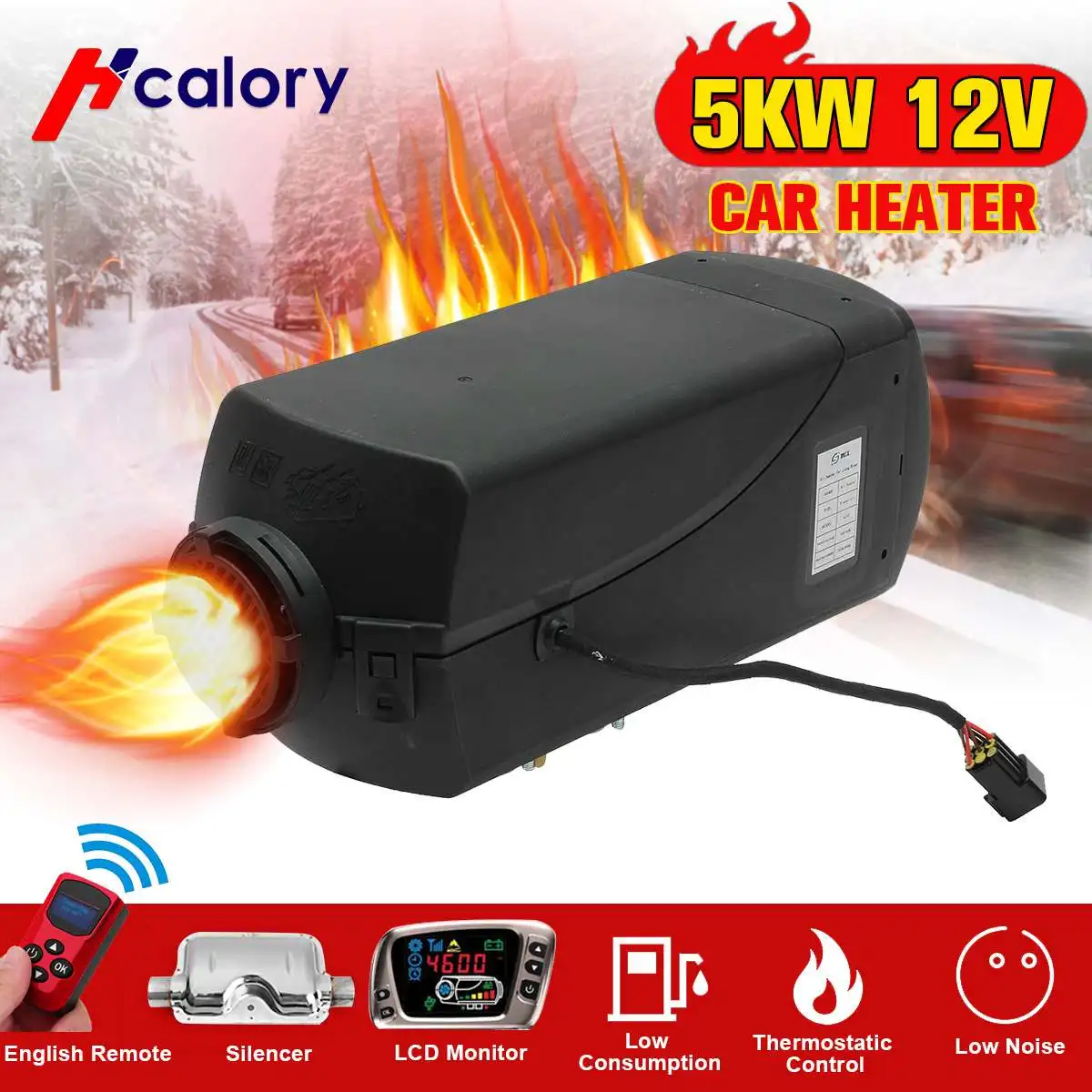12V 5000W Стоянкы Автомобилей Автомобиля дизелей подогреватель топлива ЖК-дисплей переключатель 5000 Вт автомобильного обогревателя для RV лодки дом на колесах грузовики прицеп пульт дистанционного глушитель